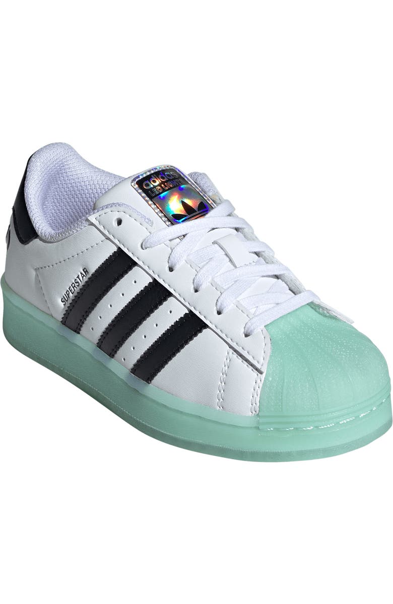 adidas Kids' Superstar LED Lights Sneaker, Main, color, White/ Semi Flash Aqua/ Black