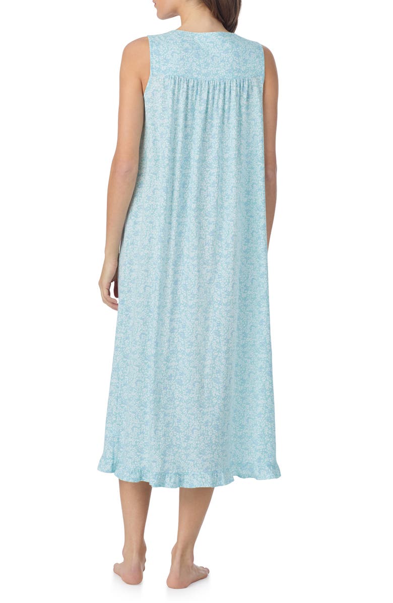Eileen West Sleeveless Cotton Nightgown, Alternate, color, Aqua/ Prt