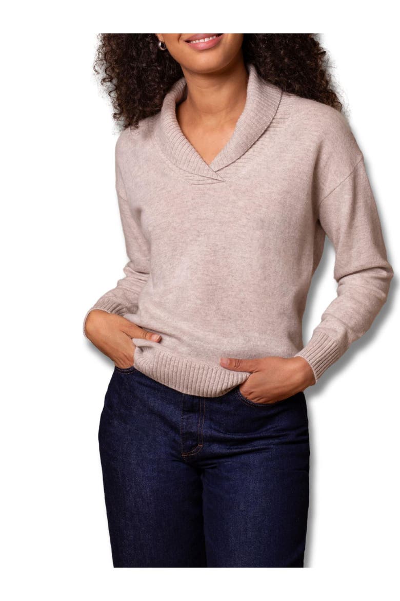 Lambswool Shawl Collar Knitted Jumper, Alternate, color, Oatmeal