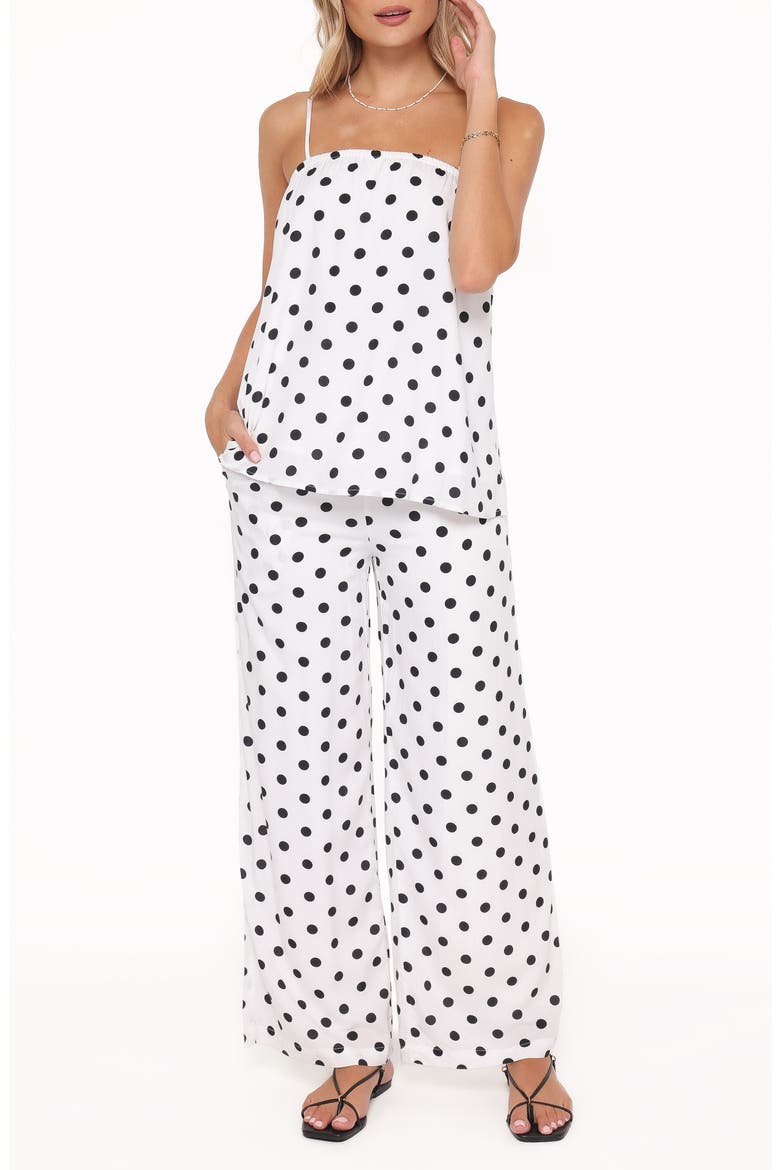 Kristy Polka Dot Tank & Wide Leg Pants Set, Main, color, WHITE/ BLACK POLKA DOT