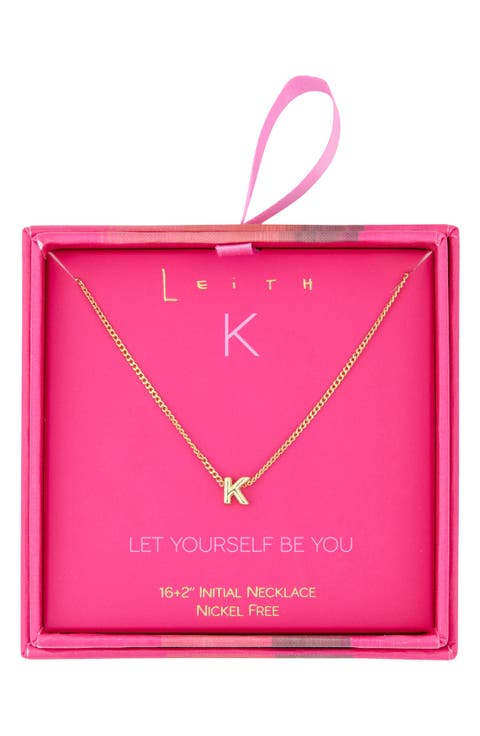 Let Yourself Be You Bubble Initial Pendant Necklace