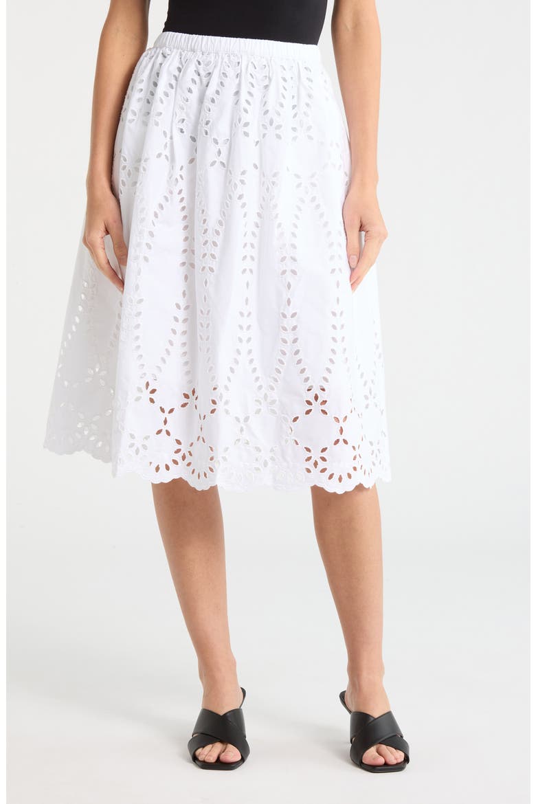 Gracie Cotton Eyelet Midi Skirt, Main, color, WHITE EYELET