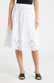 Frank & Eileen Gracie Cotton Eyelet Midi Skirt