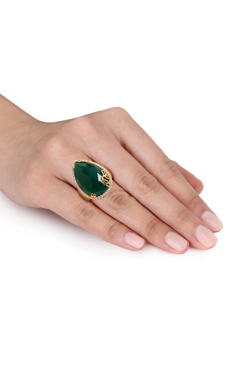 Julianna B. Green Onyx & Diamond Pear Cocktail Ring, Alternate, color, Green Onyx