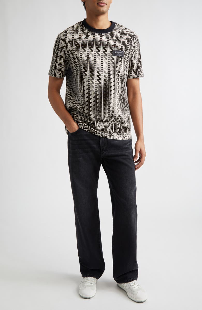 Balmain Monogram Couture T-Shirt, Alternate, color, Gfe Ivory/ Blk