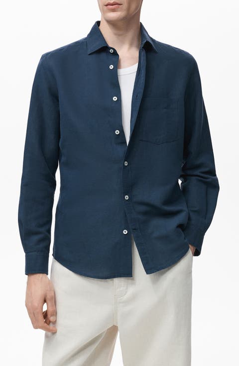 Classic Fit Linen & Cotton Button-Up Shirt