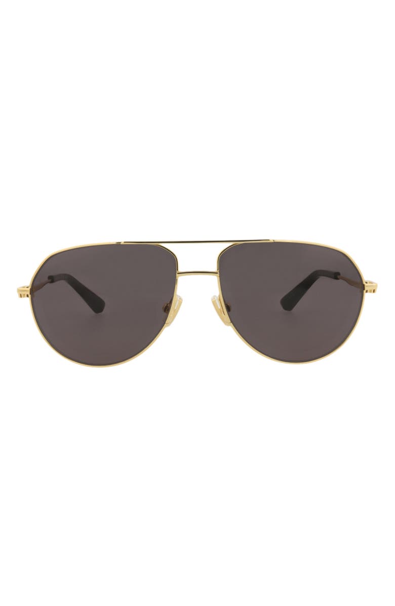 Bottega Veneta 57mm Aviator Sunglasses, Main, color, Gold Gold Grey