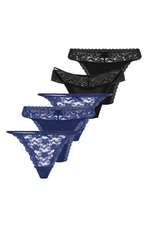 5-Pack Assorted Fashion Mesh & Lace Thongs