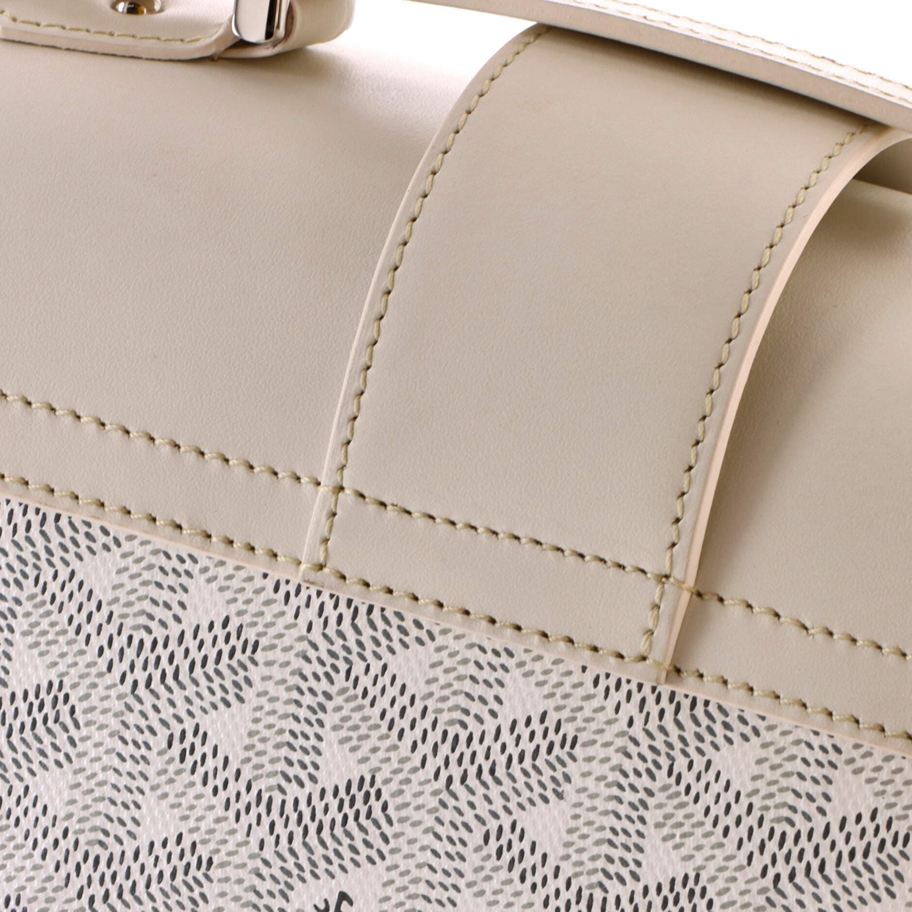 Structured Saigon Top Handle Bag Coated Canvas with Leather Mini, Alternate, color, White