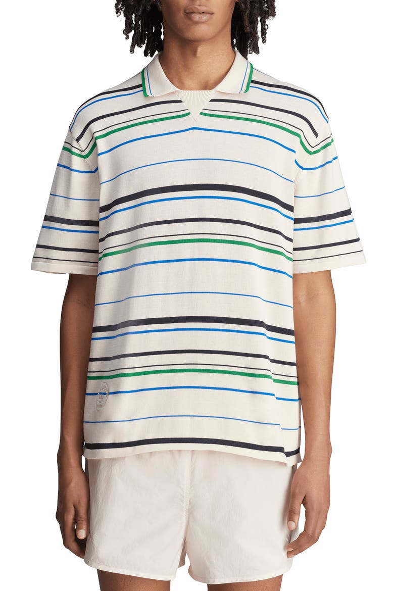 x Wales Bonner Stripe Cotton Blend Polo, Main, color, WHITE/ GREEN/ BLUEBIRD/ INDIGO