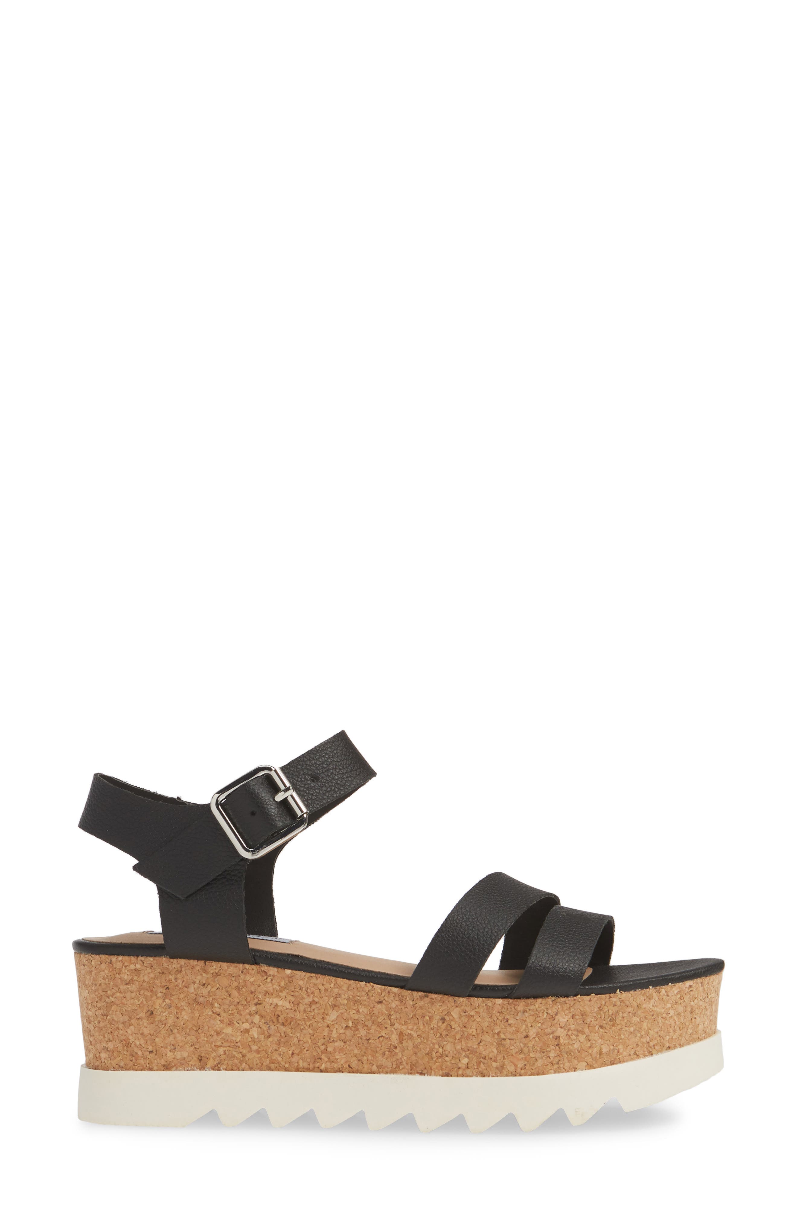 Keykey Platform Wedge Sandal, Alternate, color, BLACK LEATHER