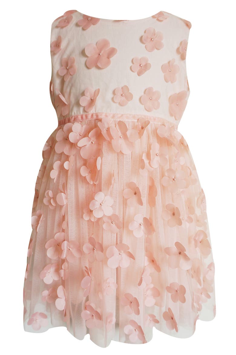 3D Flower Tulle Dress, Main, color, PEACH