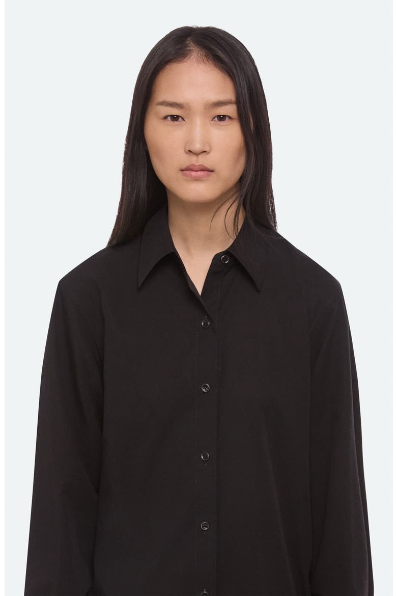 Open Tie Back Cotton Shirt, Alternate, color, BLACK