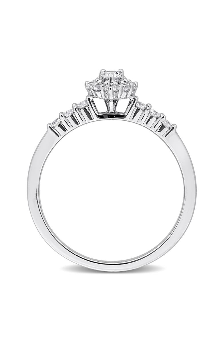 Created Forever Sterling Silver Pear Cut Lab Grown Diamond Halo Ring, Alternate, color, Silver