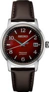 SEIKO WATCHES Presage Automatic Leather Strap Watch, 40.5mm