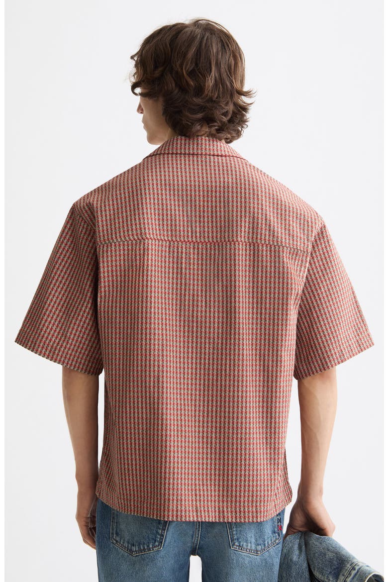 Oversize Microcheck Cotton Camp Shirt, Alternate, color, AURORA RED MICRO CHECK