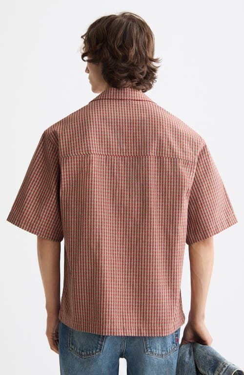 Scotch & Soda Micro Geo Print Regular Fit Camp Shirt In Brown