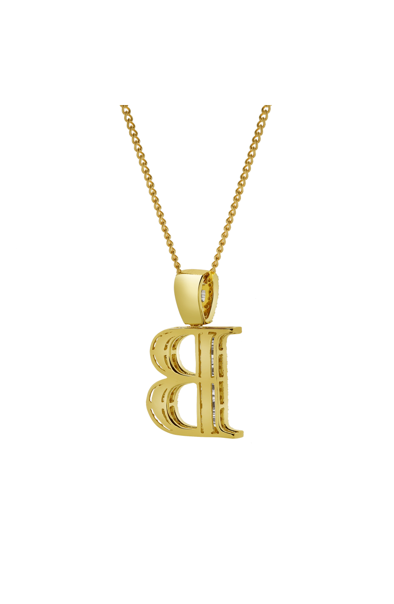 LuvMyJewelry B Initial Diamond Pendant 10K Yellow Gold - 0.75 Carats, Alternate, color, 10K Yellow Gold -