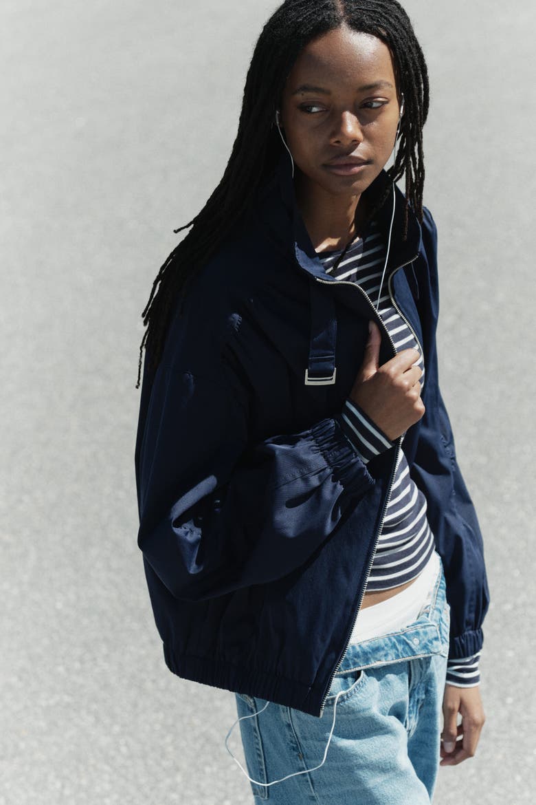 Oversized Bomber Jacket, Alternate, color, Dark blue