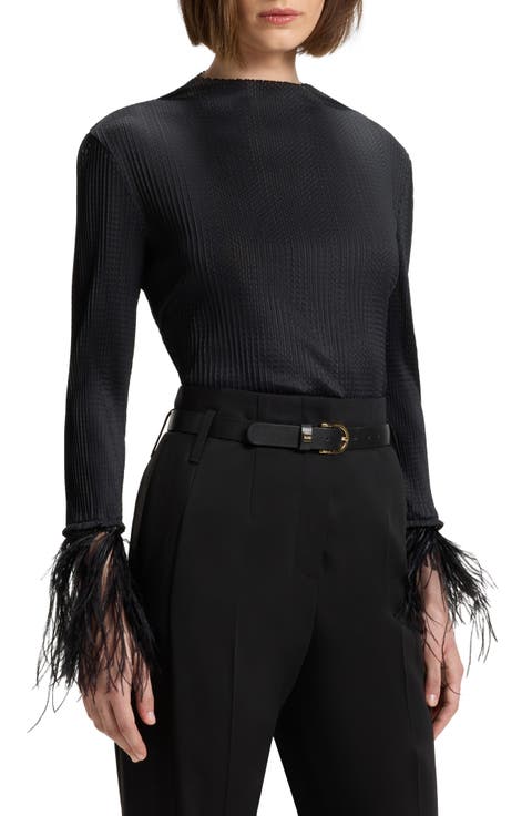 Efedera Texture Feather Cuff Top