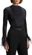 BOSS Efedera Texture Feather Cuff Top