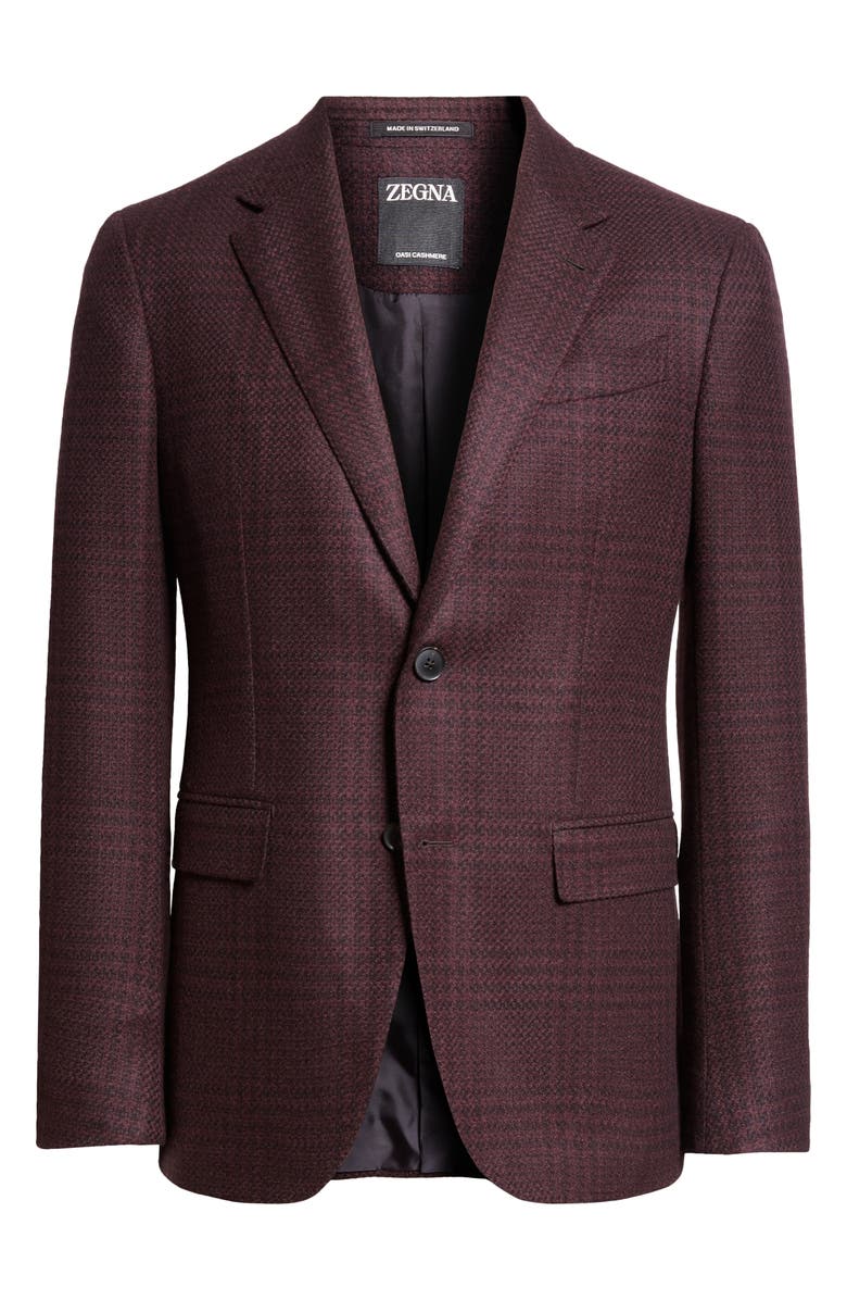 ZEGNA Oasi Plaid Cashmere Blazer, Alternate, color, Plum