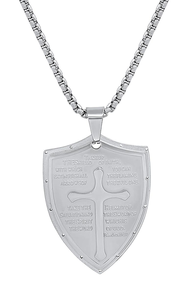 The Shield of Faith Pendant Necklace, Main, color, METALLIC