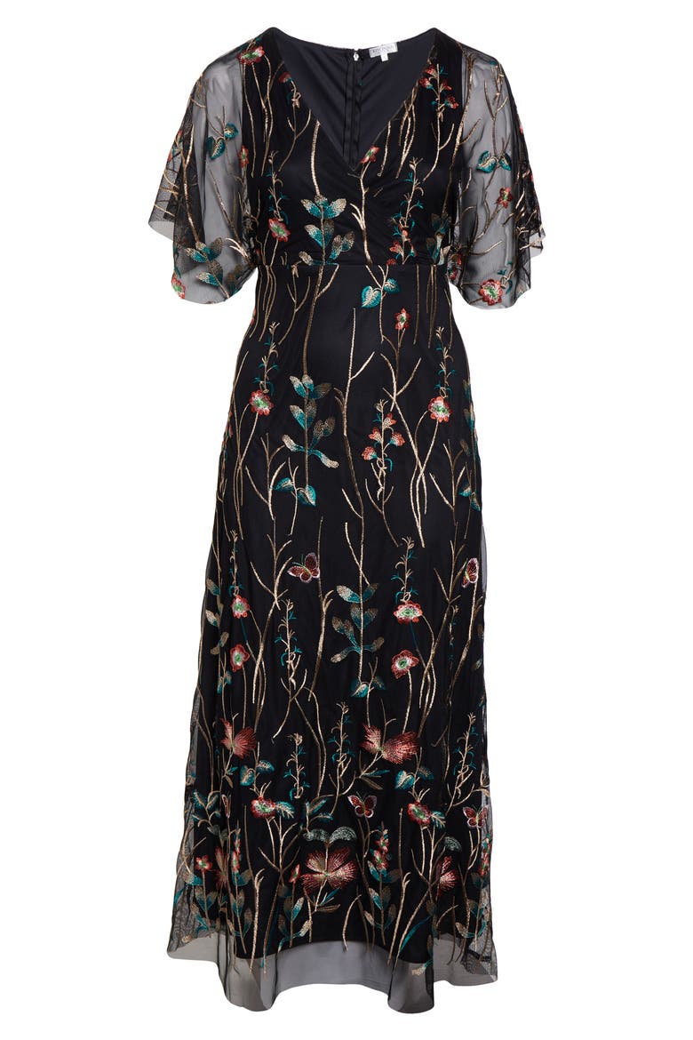 Embroidered Elegance Floral Gown, Alternate, color, ONYX