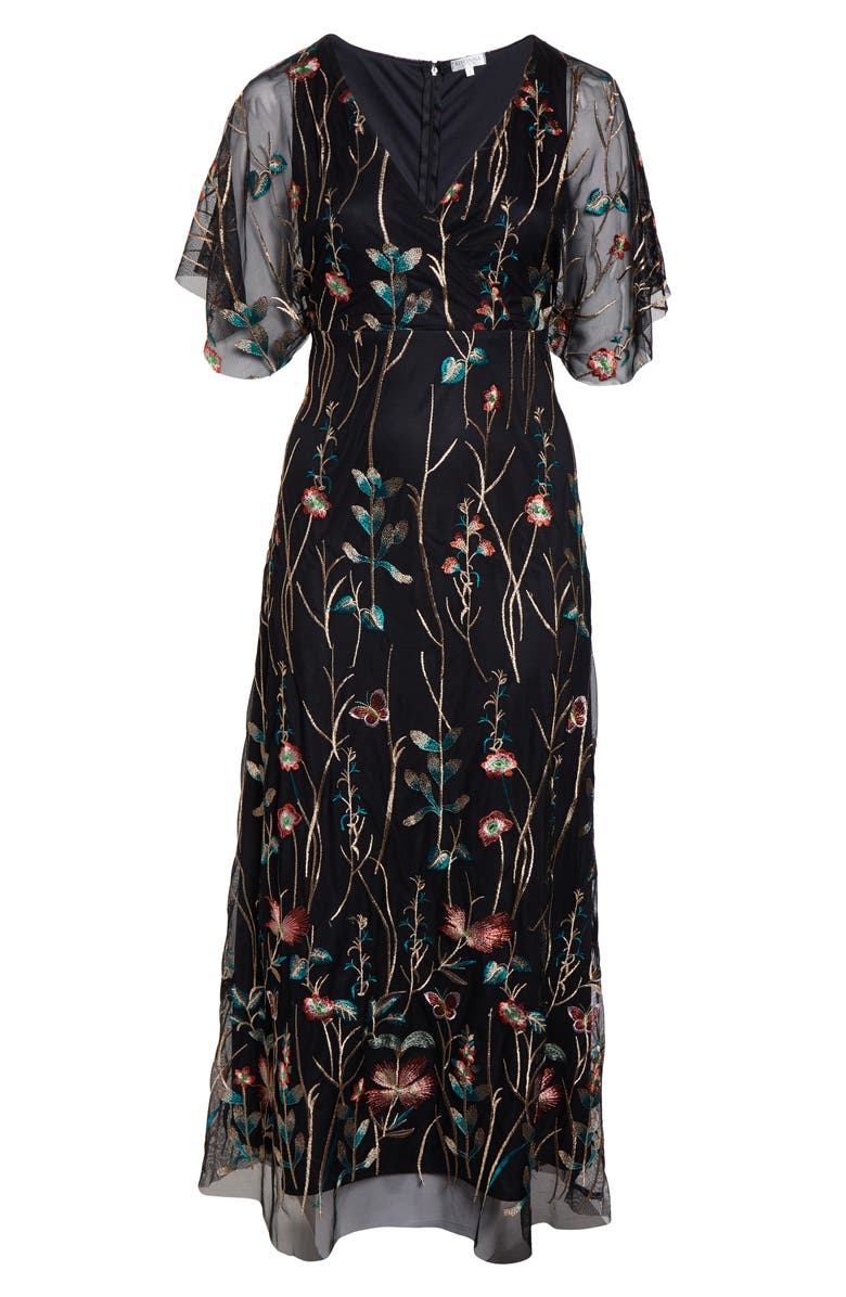 Kiyonna Embroidered Elegance Floral Gown, Alternate, color, Onyx