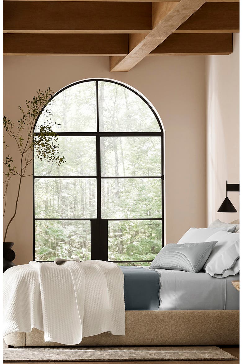 Signature Curved Edge Organic Cotton Sheet Set, Alternate, color, SKY/ SHORE