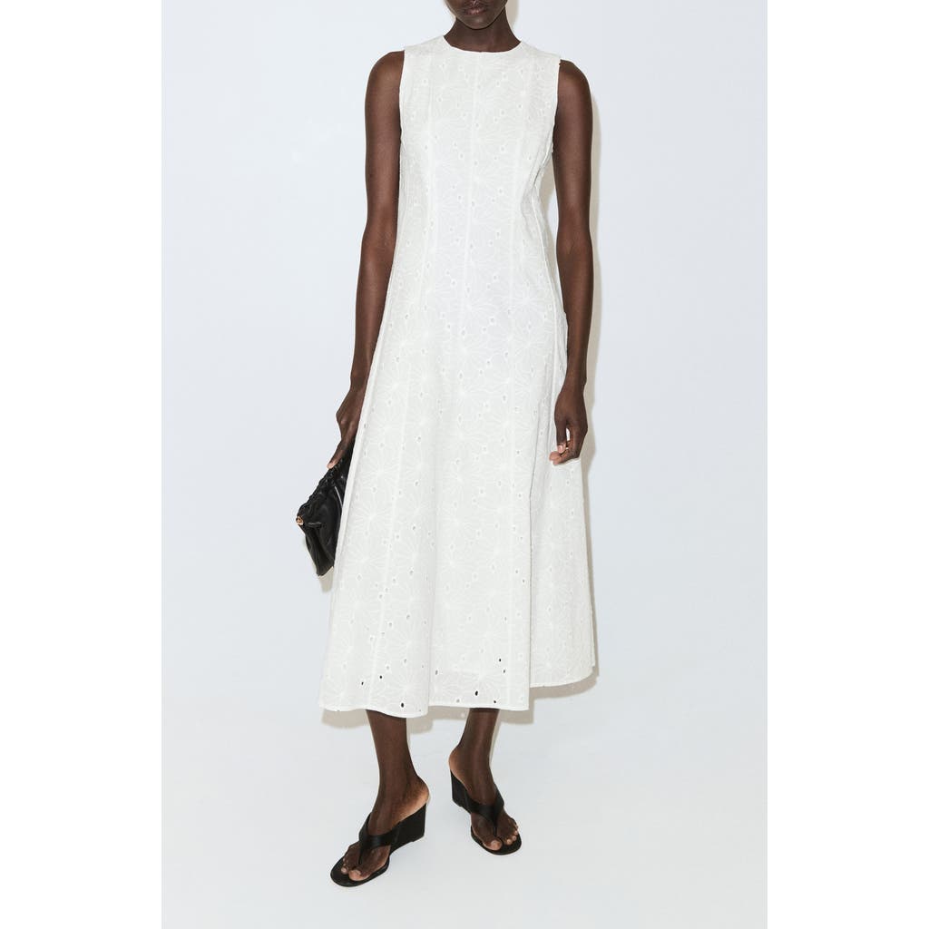 Mango Eyelet Embroidered A-line Midi Dress In White