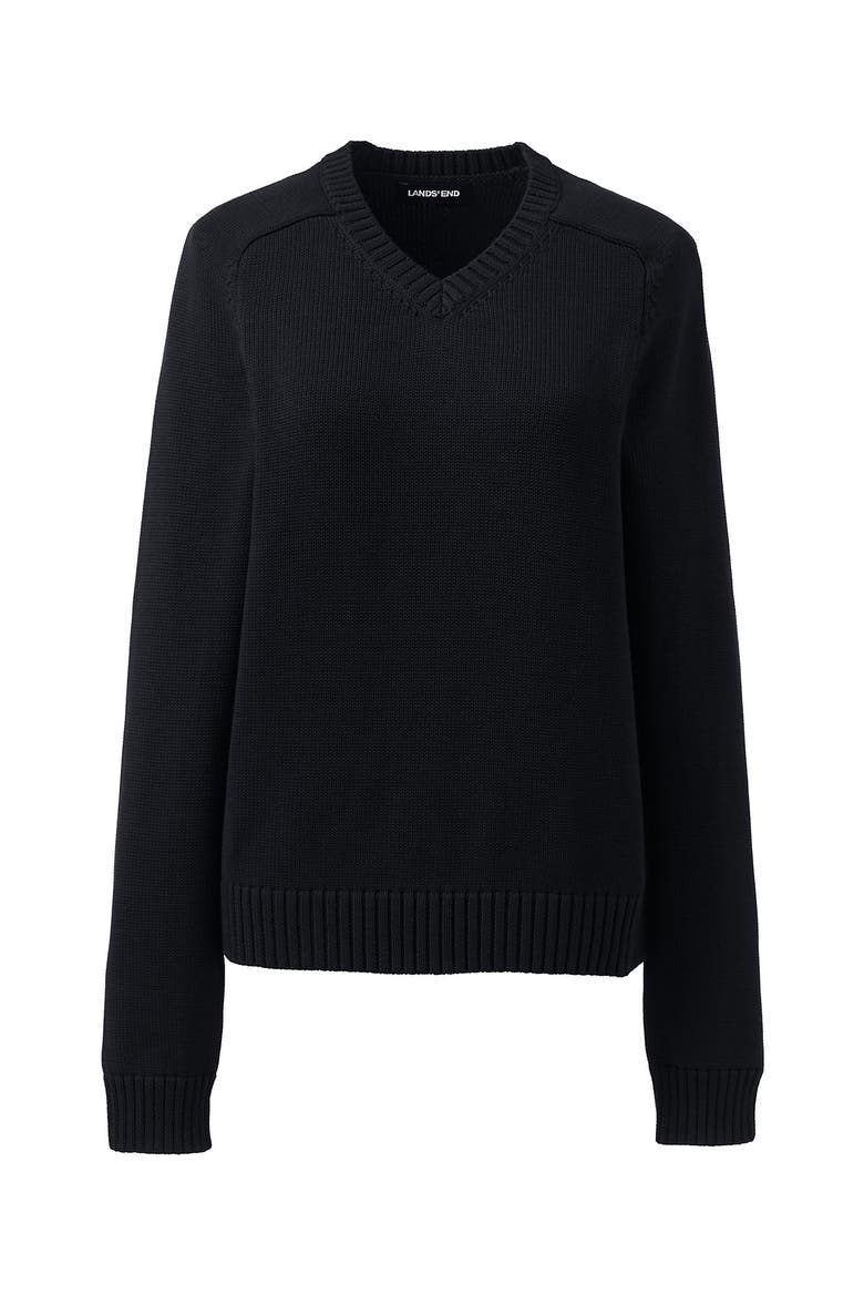 School Uniform Young  Cotton Modal V-neck Sweater, Alternate, color, Black