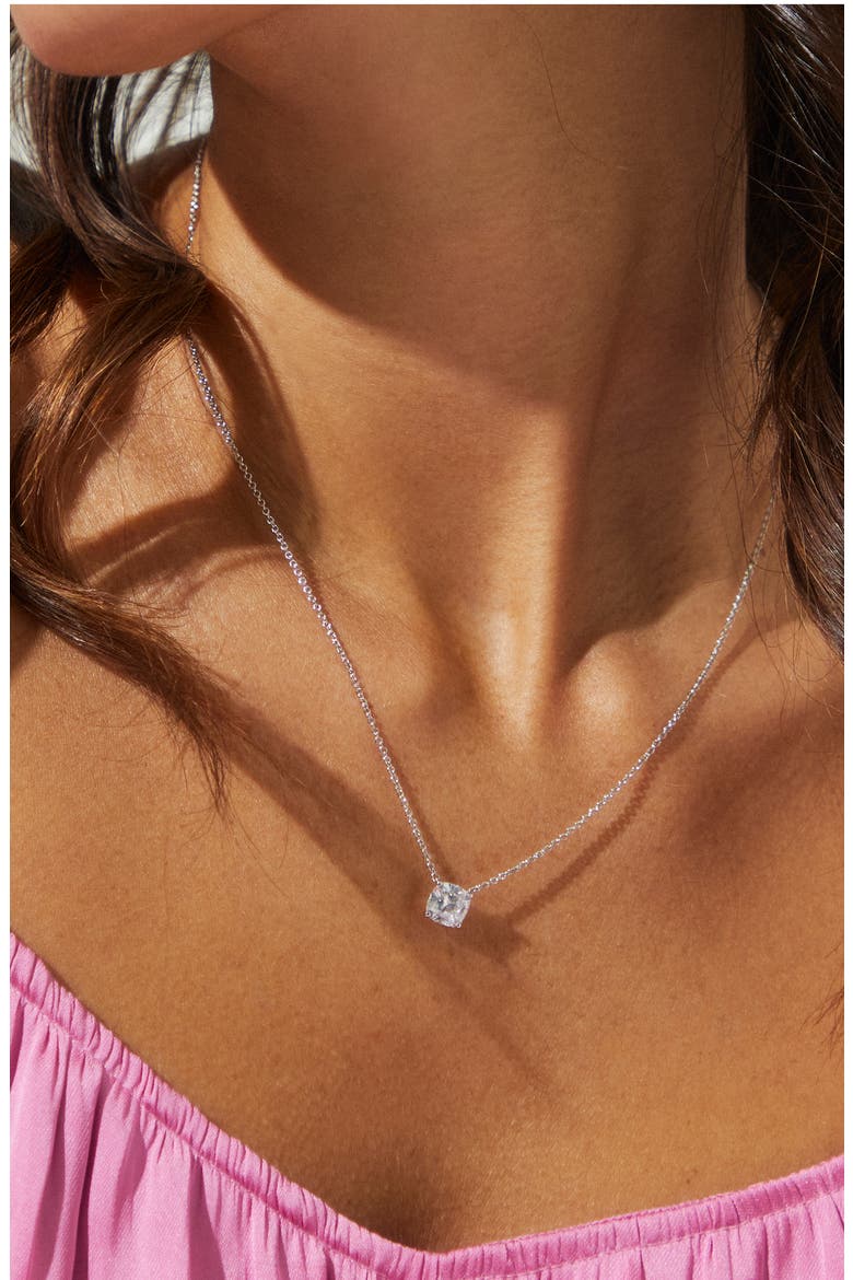 Modern Luv Large Cubic Zirconia Pendant Necklace, Alternate, color, RHODIUM