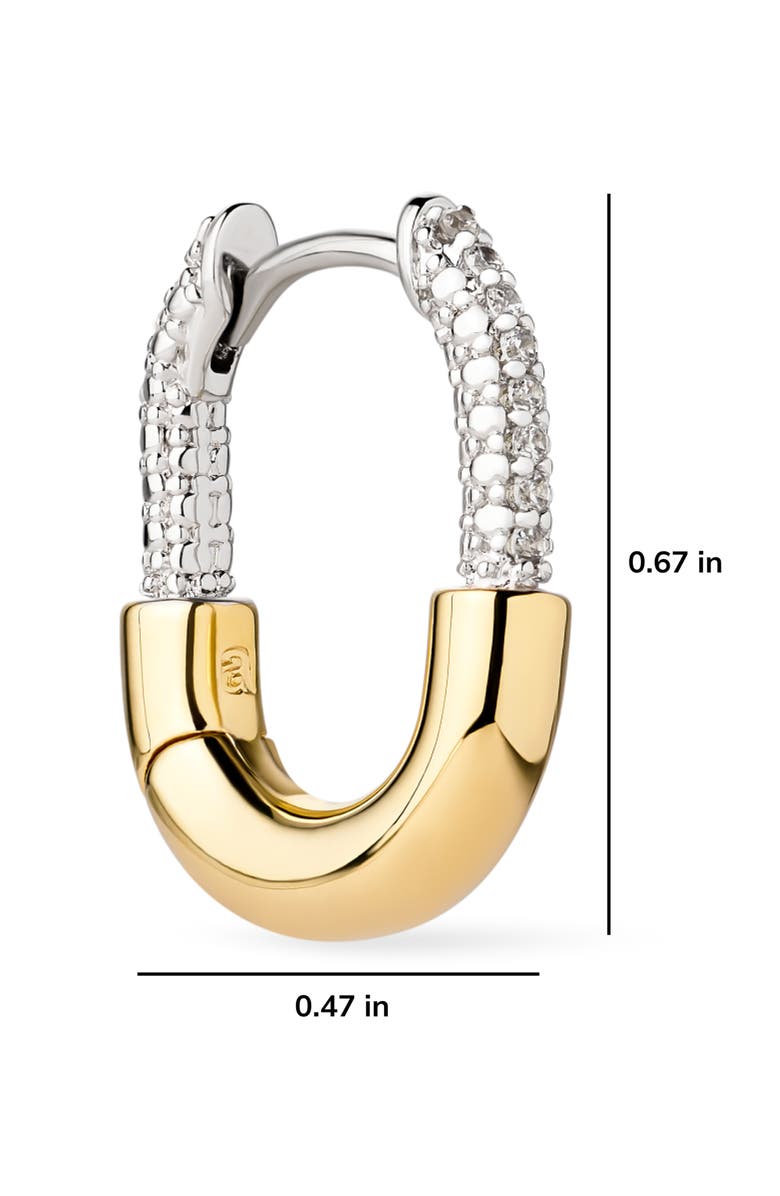 Ana Luisa Brynley Two Tone Pavé Hoop Earrings, Alternate, color, Gold / Silver / Clear