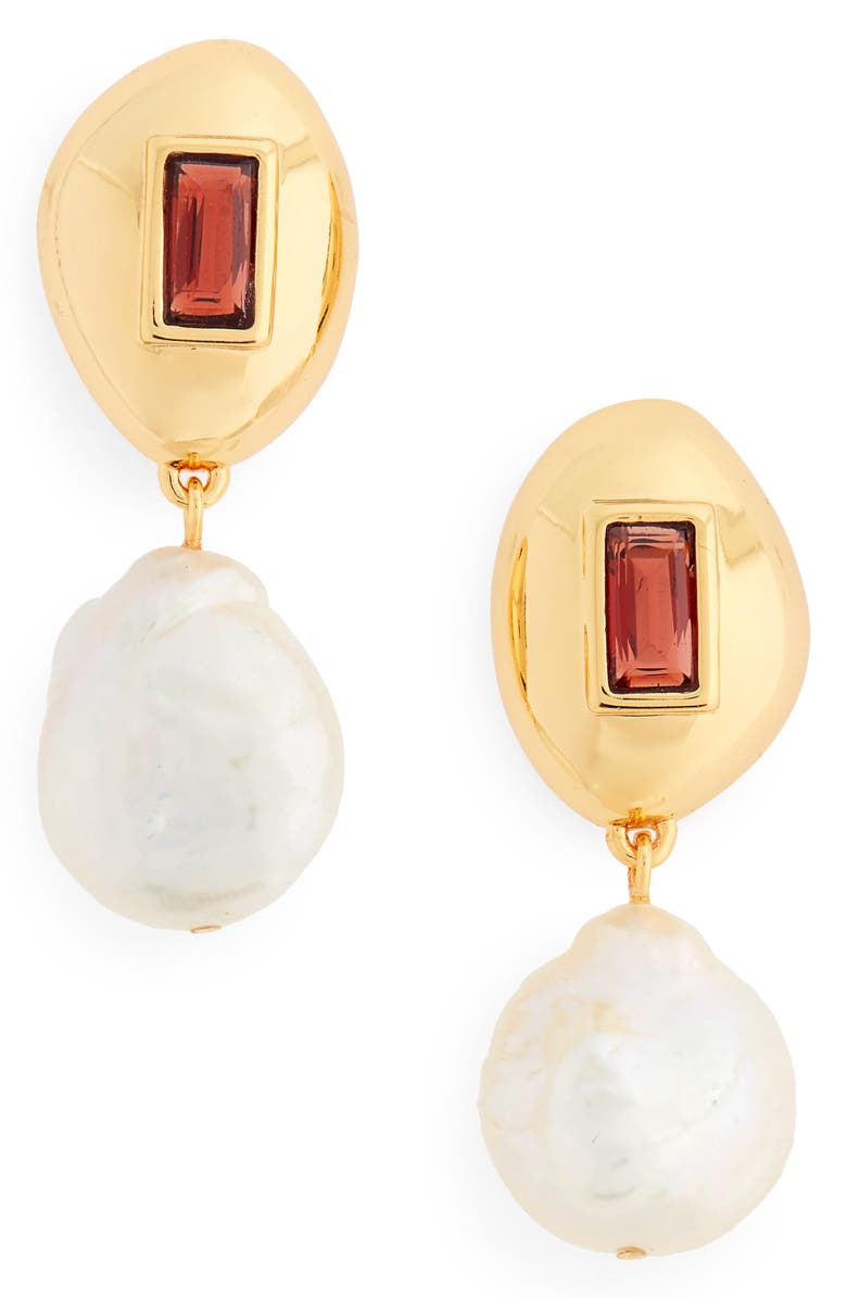 Lizzie Fortunato Royal Freshwater Pearl & Garnet Earrings, Main, color, 