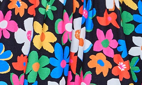 Truly Me Kids' Floral Ruffle Jumpsuit In Black Multi
