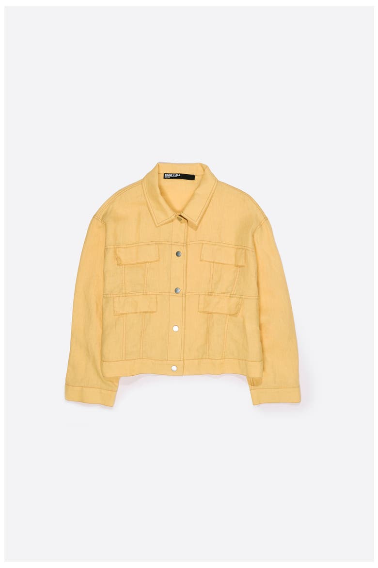Linen Boxy Jacket, Alternate, color, YELLOW