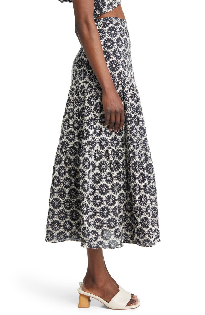 Bardot Kaela Embroidered Cotton Midi Skirt, Alternate, color, 