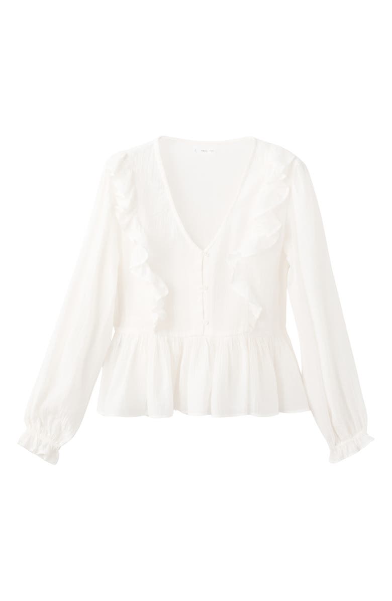 MANGO TEEN Flowy Ruffle Top, Main, color, Off White