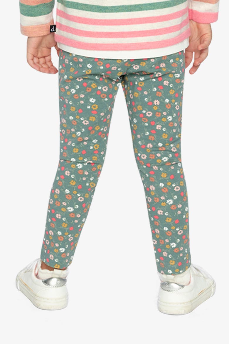 Organic Cotton Ditsy Floral Elastic Waist Leggings, Alternate, color, Green Floral Print