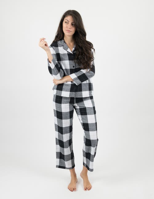 Leveret Cotton Flannel Printed Holiday Pajama Set In Black