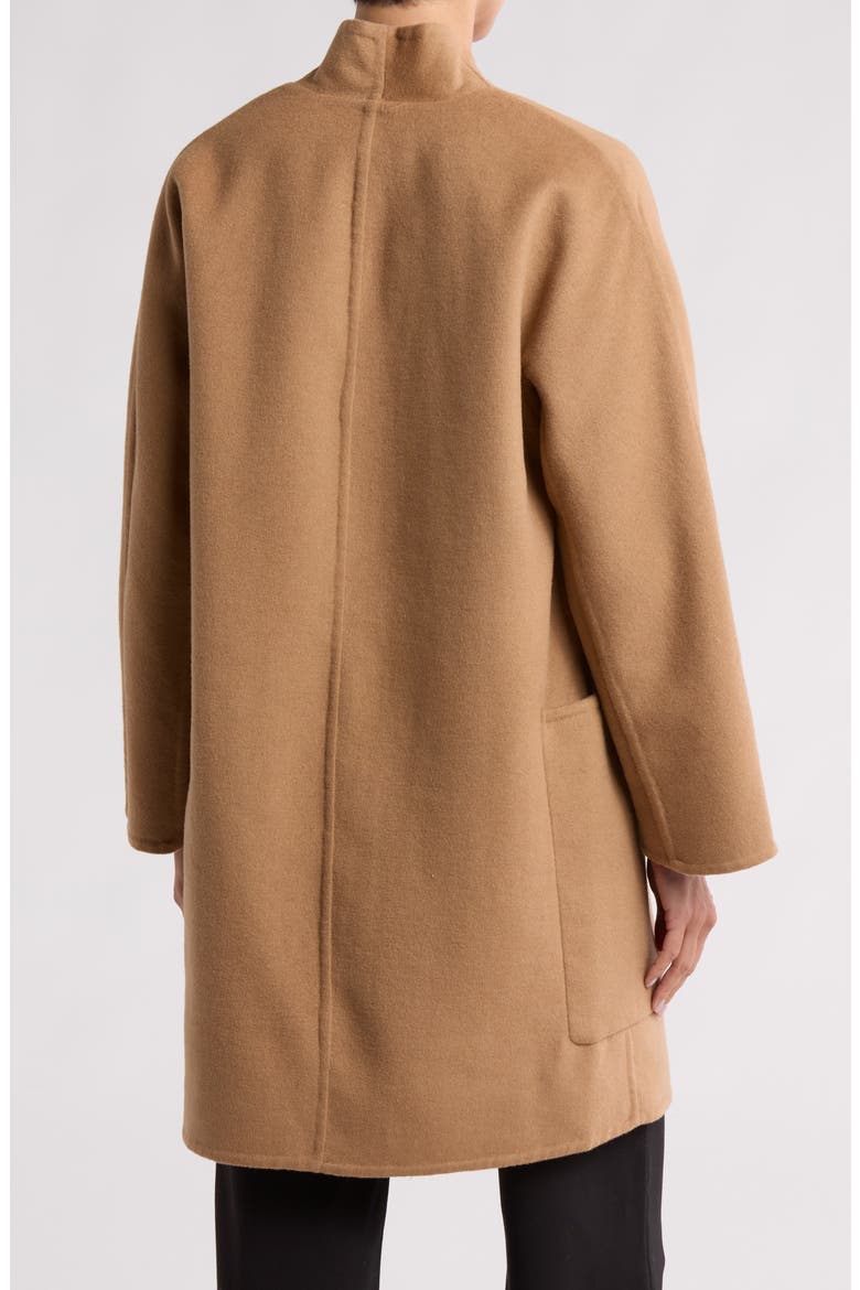 Reversible Collarless Wool Blend Coat, Alternate, color, DARK CAMEL/ MED H GREY