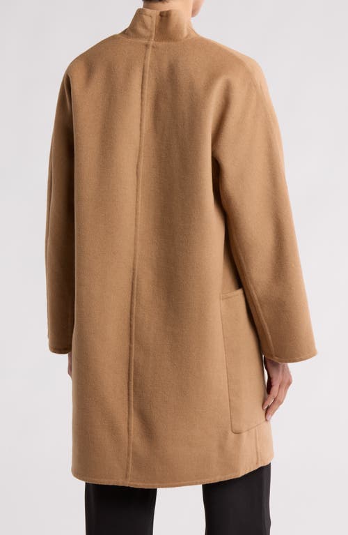 Vince Reversible Collarless Wool Blend Coat In Brown