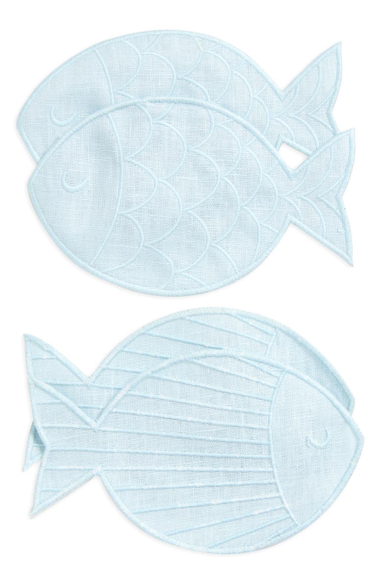 PIECEWORK PUZZLES Set of 4 Sardine Cocktail Napkins, Main, color, Blue