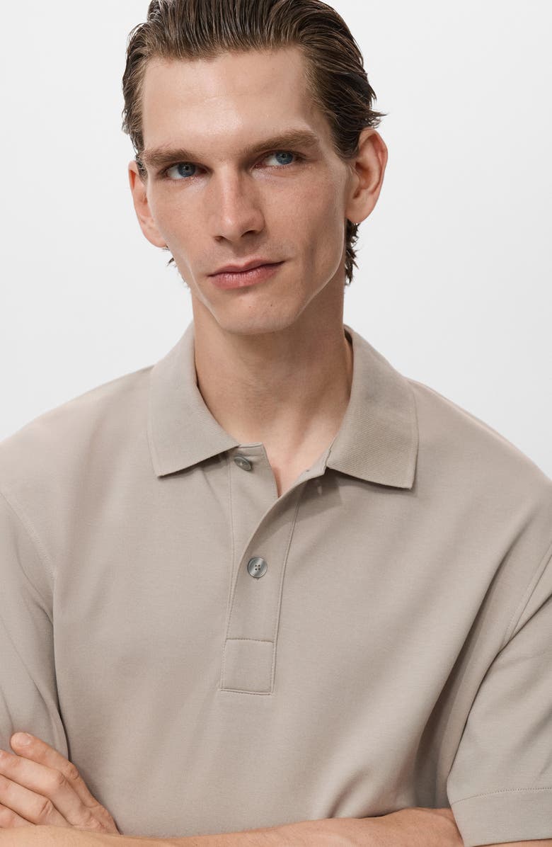 MANGO Relaxed Fit Cotton Blend Polo, Alternate, color, Light/ Pastel Grey