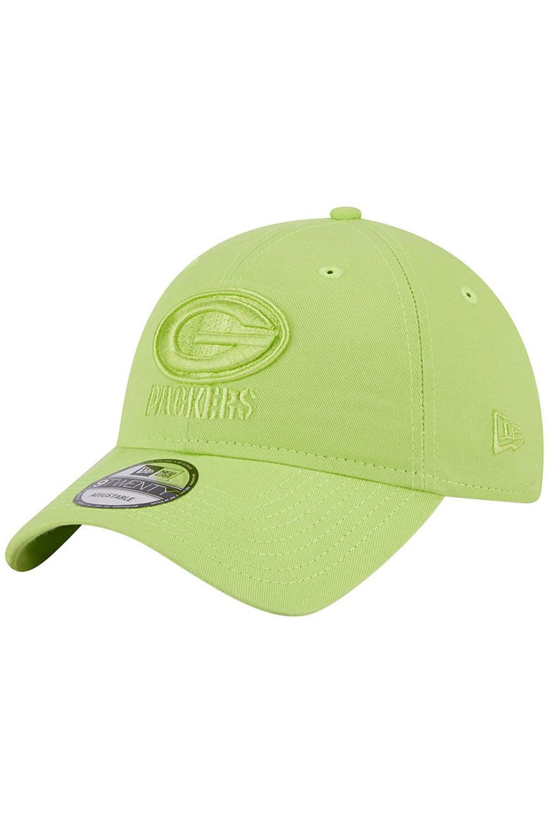 Men's New Era Neon Green Green Bay Packers Core Classic 2.0 Brights 9TWENTY Adjustable Hat, Main, color, Neon Green
