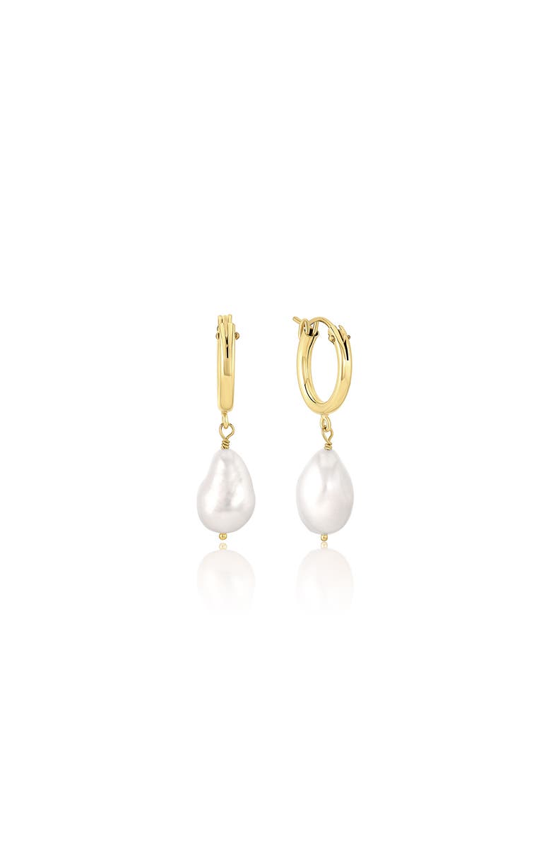 Set & Stones Adelle Pearl Hoop Earrings, Main, color, Gold / White