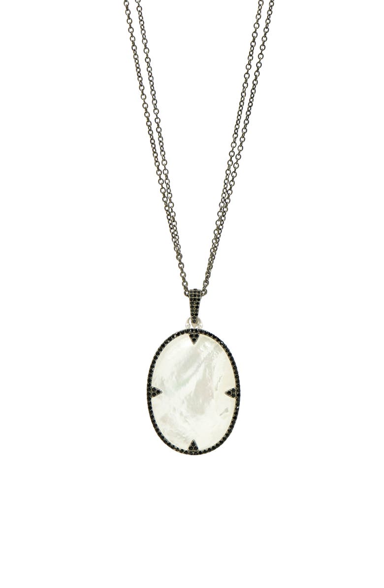 FREIDA ROTHMAN Double Chain Mother-of-Pearl Pendant Necklace, Main, color,
