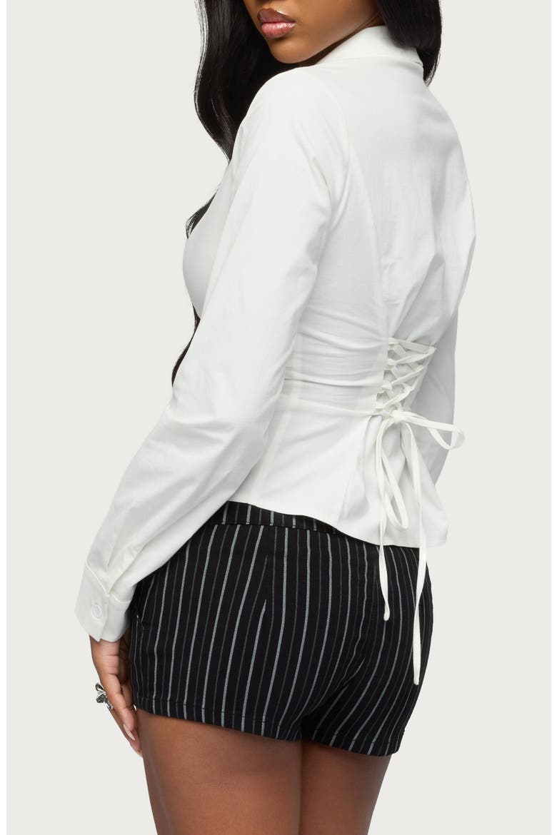 Jovie Twist Front Lace-Up Back Top, Alternate, color, WHITE