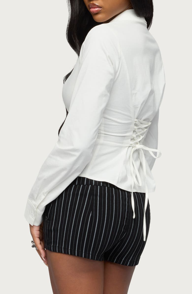 EDIKTED Jovie Twist Front Lace-Up Back Top, Alternate, color, White